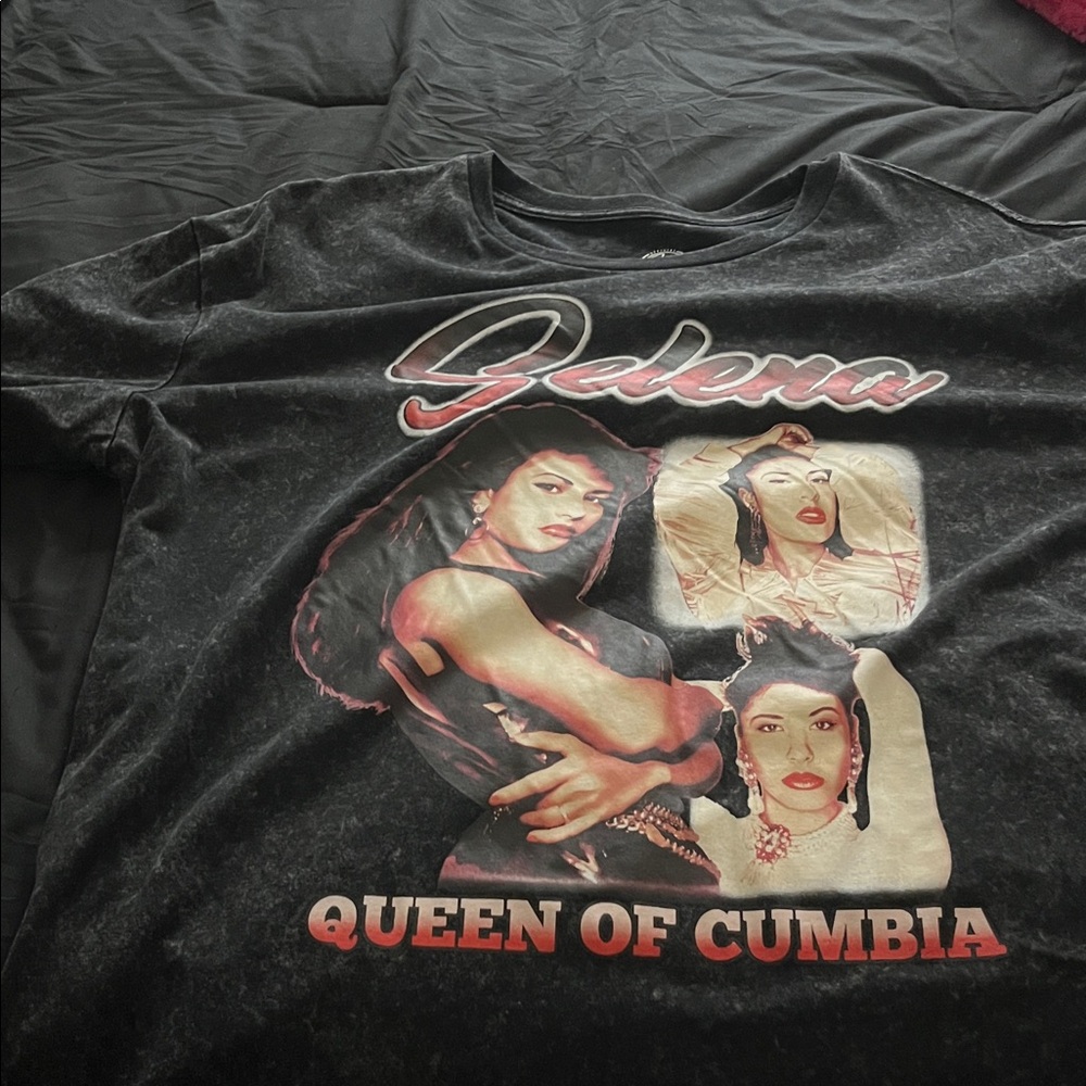 Black Graphic T-Shirt with Queen of Cumbia Design